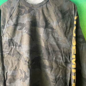 James Perse Camouflage Shirt with Gray Lettering